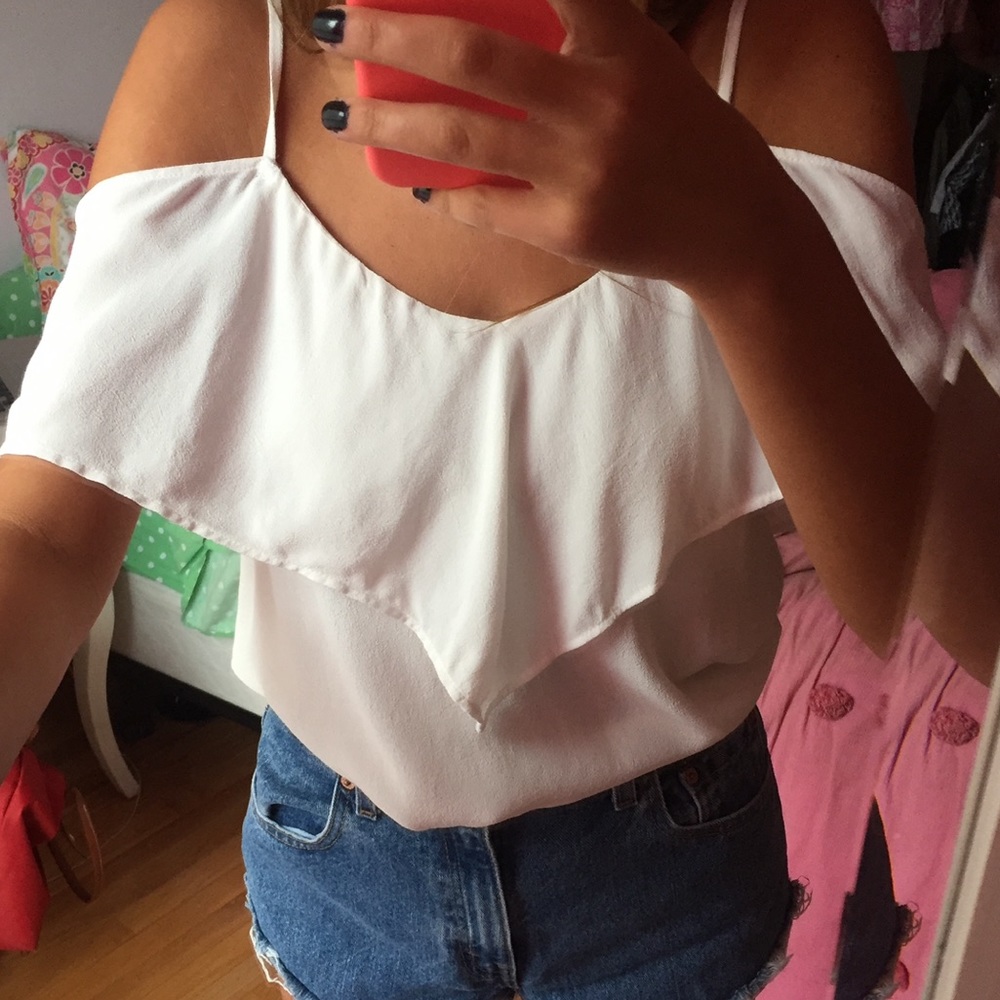 Sanctuary White Open Shoulder Top